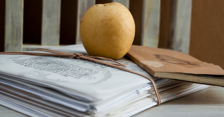 Pilha de diplomas e certificados sobre mesa, com documentos e carimbo visíveis