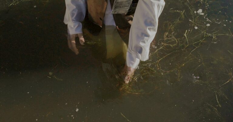 Pesquisador imerso em trabalho de campo anotando observações com iluminação natural suave
