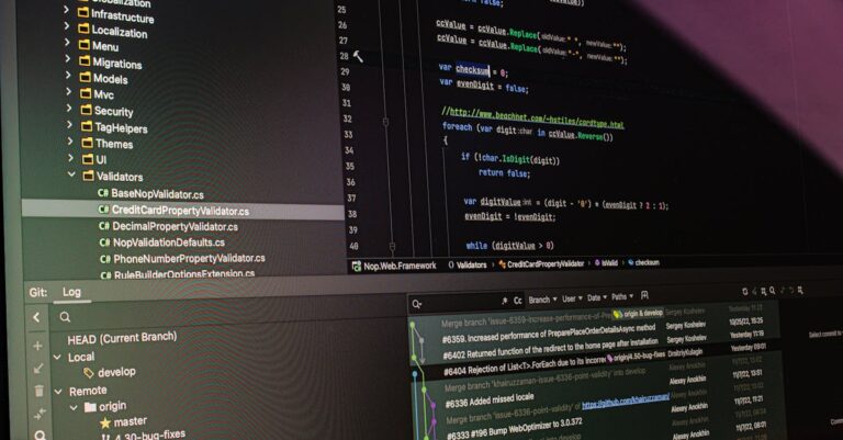 Pesquisador validando resultados de código em tela de computador em setup minimalista profissional